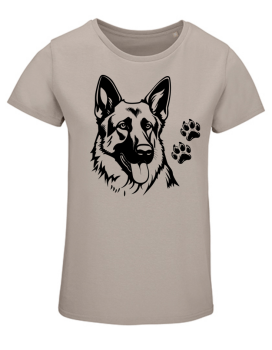 Damen T-Shirt mit Schäferhund und Pfoten